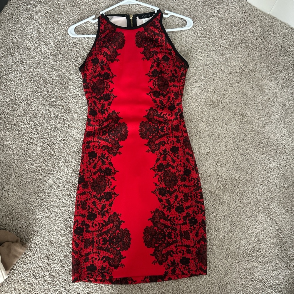 B Darlin Red Dress with Black design